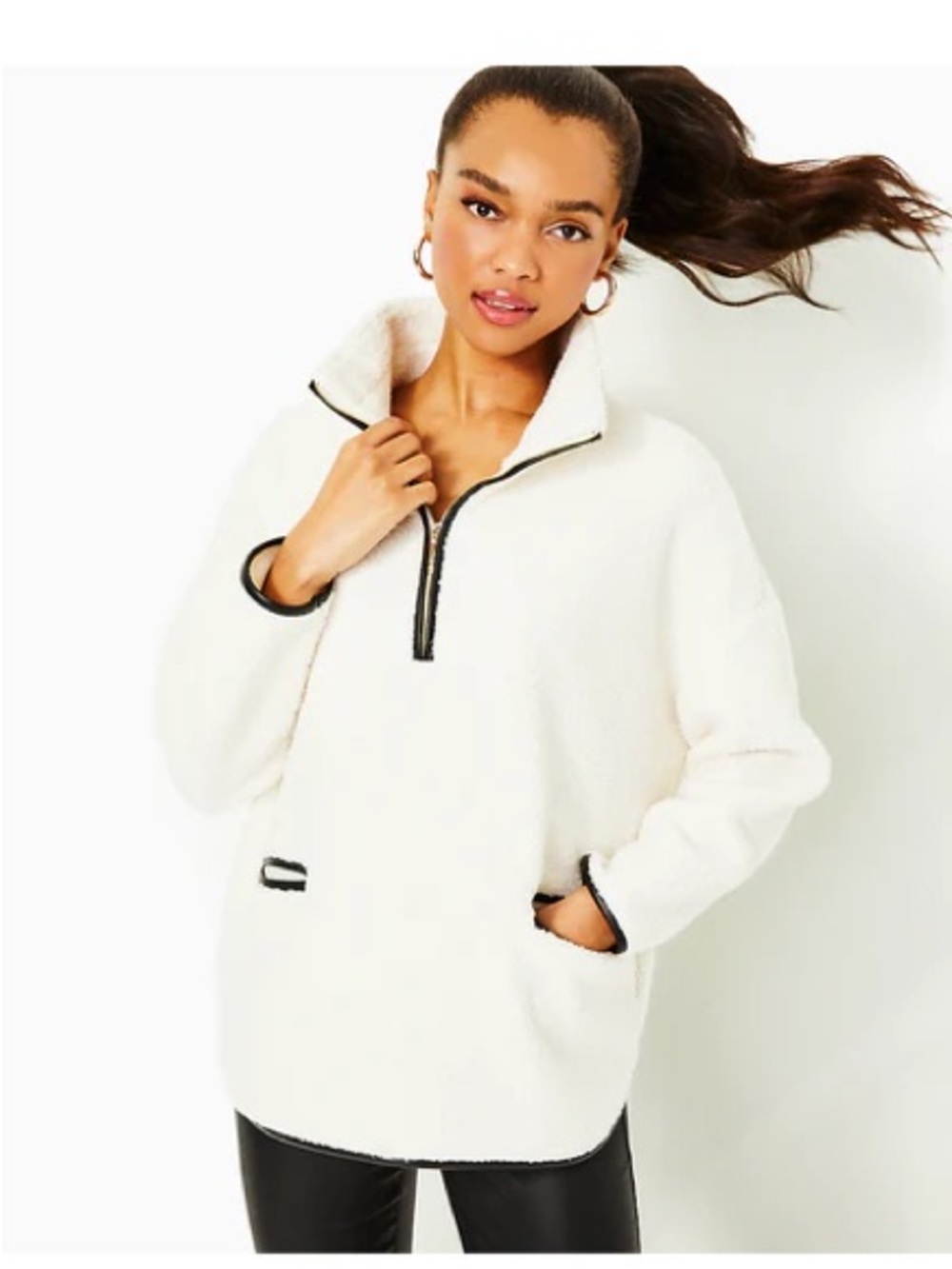 $178 NWOT Lilly Pulitzer SOREEN SHERPA POPOVER, COCONUT size L